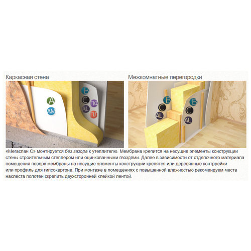 Мегаспан C гидро-пароизоляционная мембрана (пароизоляция) 70 м2