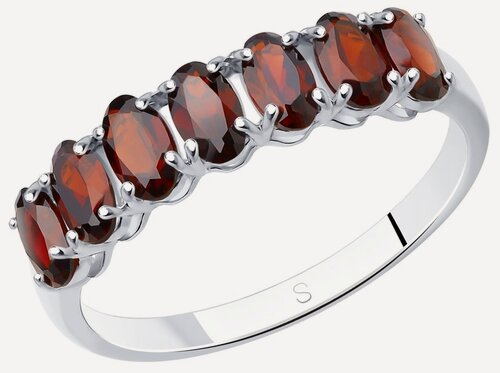 Изображение товара Кольцо, серебро, 925 проба, родирование, гранат