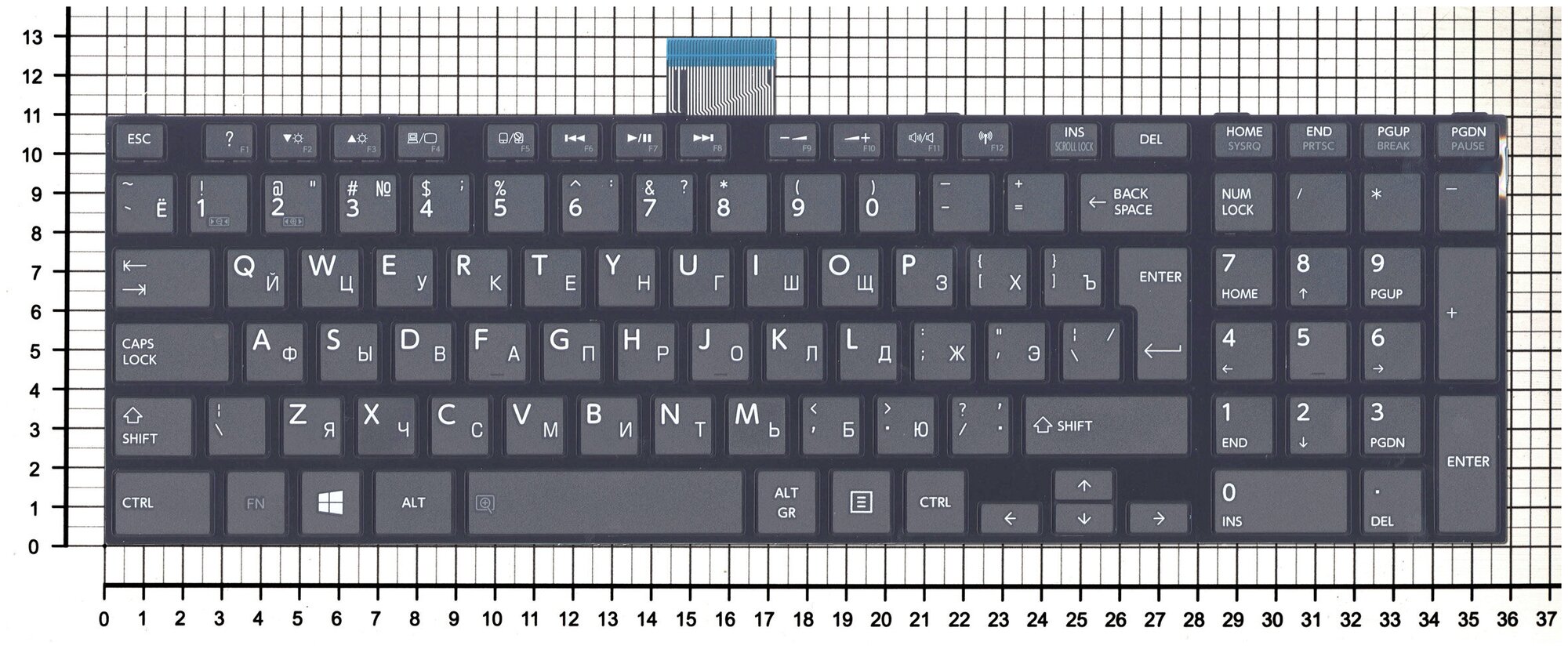 Клавиатура для ноутбука Toshiba Satellite S50-A-K7M черная с рамкой вертикальный Enter