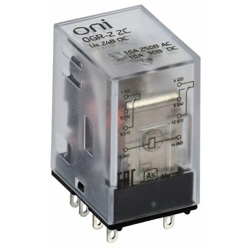 Реле общего назначения OGR-2 2C 24В DC ONI OGR-2-2C-DC24V, 1шт реле φ dc24v φ rb105 24vdc dc24v 24v 5a 240vac 4pin