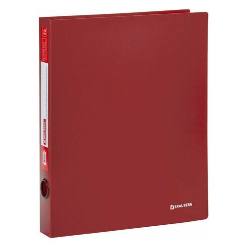 фото Папка на 2 кольцах brauberg "стандарт", 40 мм, красная, до 300 листов, 0,9 мм, 270480