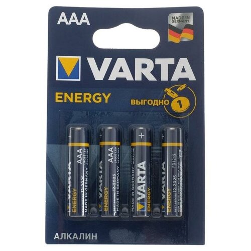 Varta Батарейка алкалиновая Varta Energy, AAA, LR03-4BL, 1.5В, блистер, 4 шт.