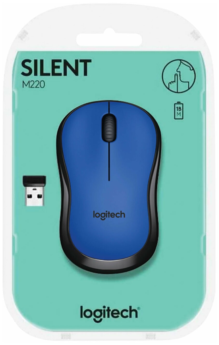 Мышь беспроводная LOGITECH M220 2 кнопки 1 колесо-кнопка оптическая сине-чёрная 910-004879