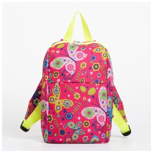 Рюкзак детский, отдел на молнии, 2 наружных кармана, цвет малиновый, «Бабочки» малиновый детский рюкзак с бабочкой