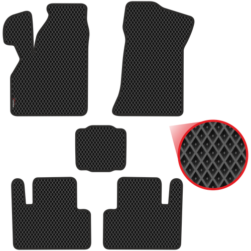 Автомобильные коврики EVA для Lada Priora (2007-2018), чёрные с чёрным кантом, ячейка - ромб