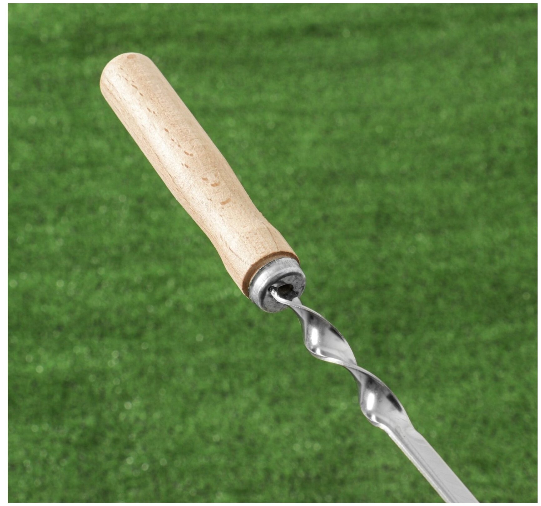 Шампур с деревянной ручкой "Уголок", 58 х 1 см, нержавеющая сталь - 1,5 мм - фотография № 2