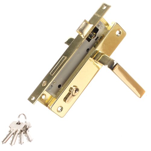 фото Замок врезной аллюр, 126/1 gp, ручка в комплекте, цилиндровый, латунь