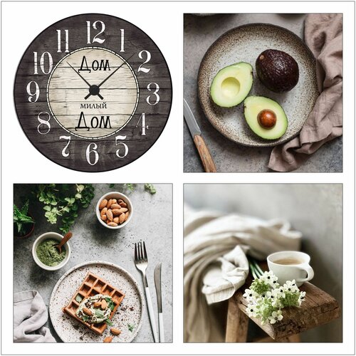 Картины на кухню с часами 