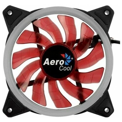 Вентилятор Aerocool REV Red , 120x120x25мм, цвет светодиодов : красный, подсветка в виде двойного кольца, 3+4-Pin, 1200 об/мин, 41,3 CFM, 15,1 дБА