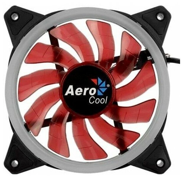 Вентилятор Aerocool REV Red , 120x120x25мм, цвет светодиодов : красный, подсветка в виде двойного кольца, 3+4-Pin, 1200 об/мин, 41,3 CFM, 15,1 дБА