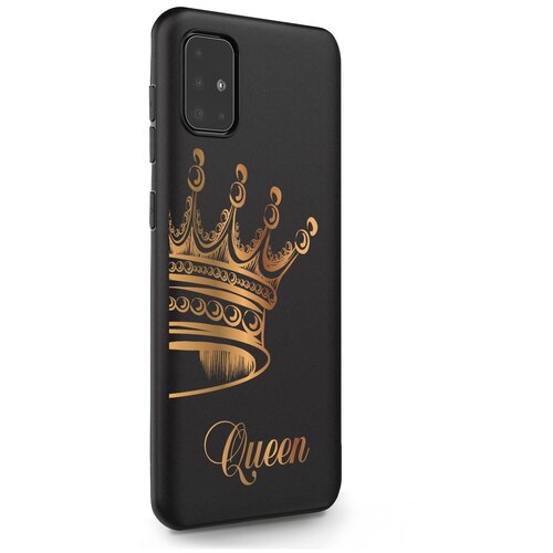 Черный силиконовый чехол MustHaveCase для Samsung Galaxy A51 Парный чехол корона Queen для Самсунг Галакси А51