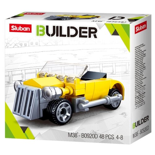 Конструктор SLUBAN Builder M38-B0920D Ретро автомобиль D, 48 дет. конструктор пластиковый детский ретро автомобиль sluban m38 b0920d builder 48 деталей