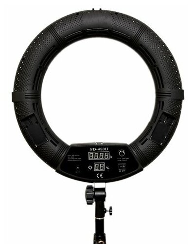 OKIRO / Кольцевая светодиодная лампа LED RING FD 480 BL черный с сумкой-чехлом, штативом, зеркалом, креплением для камеры и смартфона