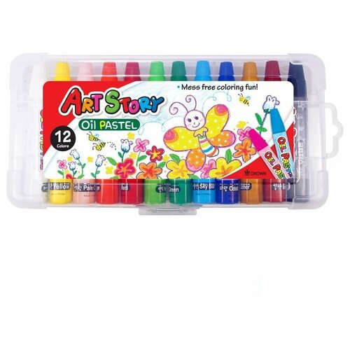 Пастель масляная 12 цветов Crown ArtStory, круглая (OP-1200), 12 уп.