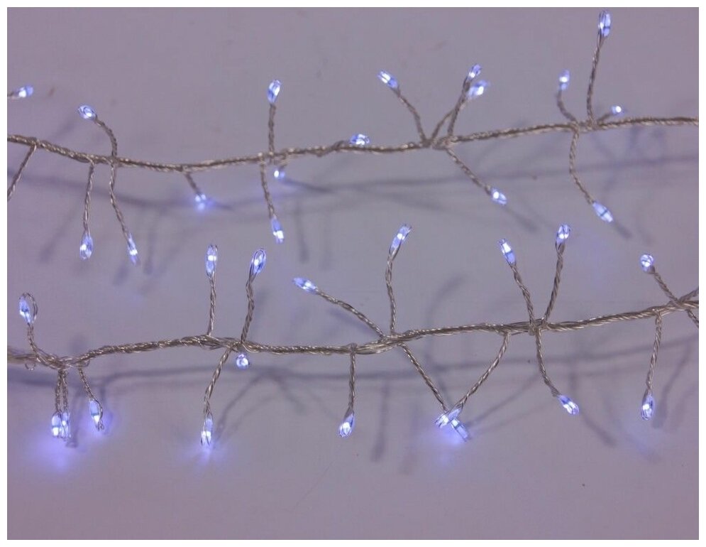 Электрогирлянда фейерверк (роса), 480 холодных белых mini-LED огней, 4.8+5 м, серебряная проволока, уличная, Koopman International AX8717240