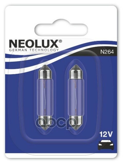 NEOLUX N264-02B Лампа 12V C10W SV8.5-8 41мм 100лм блистер (2шт.) Standard NEOLUX