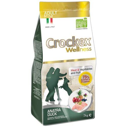 Корм сухой Crockex Wellness с уткой и рисом, для собак мелких пород, 2 кг