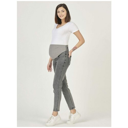 фото Euromama джинсы euromama 1412 бойфренды на живот т-серые для беременных (xl)
