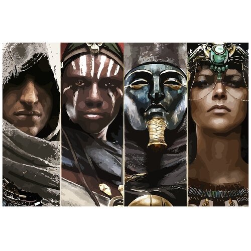 Картина по номерам на холсте Assassins Creed Origins египетские боги - 3 египетские боги