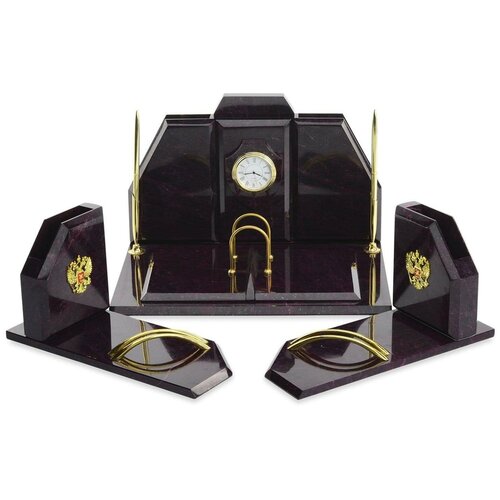 фото Настольный набор для руководителя из розового змеевика "консул". златоуст русь великая