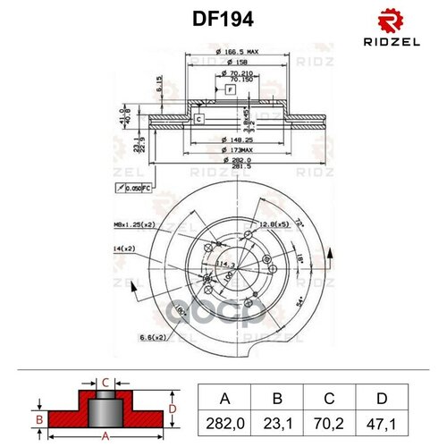 Диск Тормозной Передний RIDZEL арт. DF194