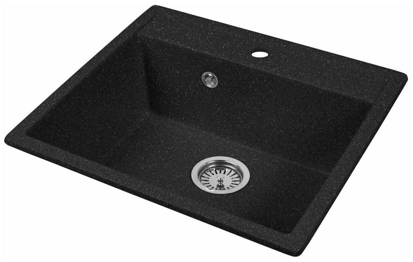 Мойка для кухни AquaGranitEx черная M-56 прямоугольная/308 - фотография № 2