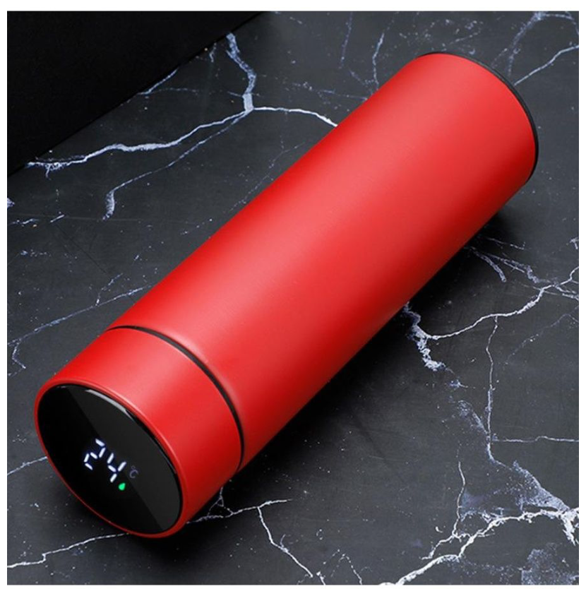 Умный термос с датчиком температуры и сенсорным дисплеем 500 мл / красный / матовый / термокружка - фотография № 1