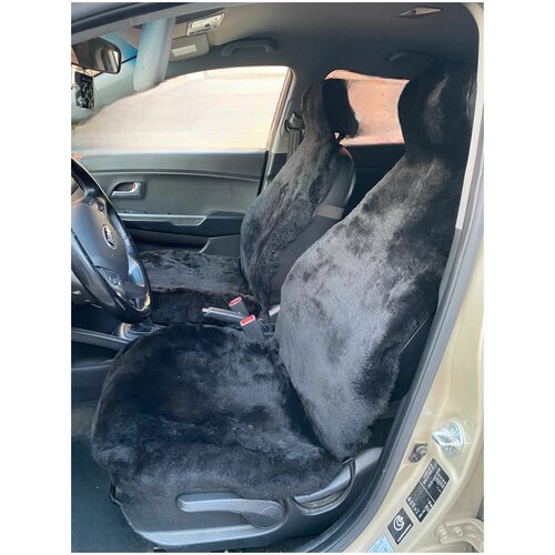 Barashka34 / Меховые накидки (2шт) из натуральной 100% шкуры овчины / Черные