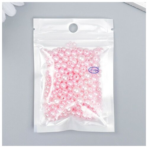 Бусины для творчества пластик Круглые. Розовая пудра d=3-8 мм, набор 10 гр 7459612