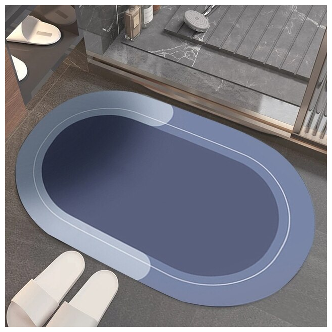 Коврик для ванной комнаты и туалета Homium Home Sil, цвет синий/серый (овальный) - фотография № 2