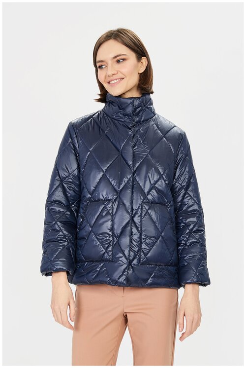 Куртка  Baon, демисезон/лето, средней длины, силуэт прямой, водонепроницаемая, стеганая, карманы, размер 42, синий