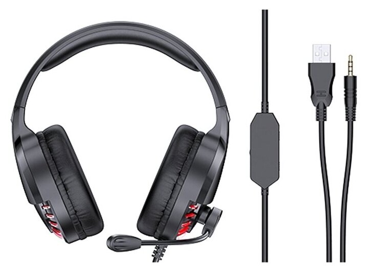 Наушники игровые AWEI E-Sports ES-770i с плавающим микрофоном + подсветка, Складные, 2.1 м, Черный