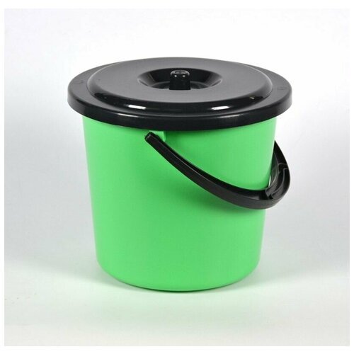 Ведро хозяйственное с крышкой зеленое 8л, d25.5см, h 22см