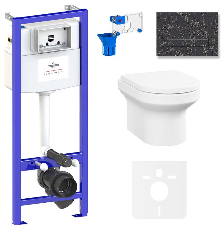 Комплект 7 в 1 Lavinia Boho Grance Hill Rimless 87561055, безободковый унитаз, сиденье микролифт, инсталляция, клавиша смыва, шумоизоляция, диспенсер