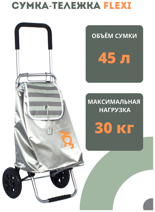 Сумка-тележка Joy Home, 45 л, 39.5х66х32 см, ручная кладь, серебряный