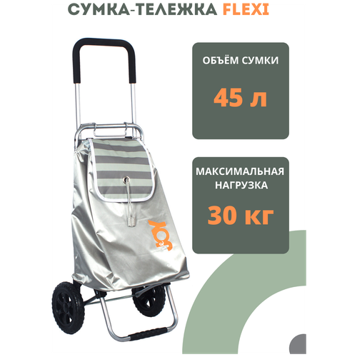 Сумка-тележка Joy Home, 45 л, 39.5х66х32 см, ручная кладь, серебряный