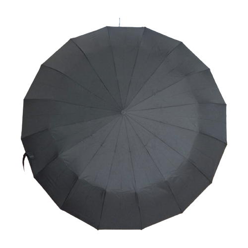 Зонт POPULAR мужской складной черный автомат 16 спиц купол 100 ручка крюк черного цвета