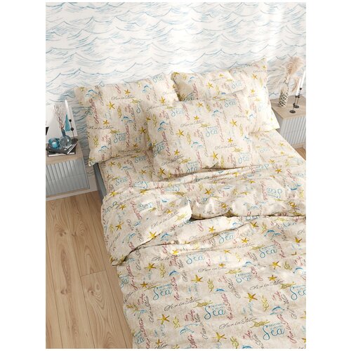 фото Постельное белье сказка "дельфины" 1,5- сп наволочка 70х70 см 2 шт простынь 150х215 см пододеяльник 145х215 см