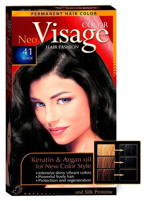 COLOR Visage Стойкая крем-краска для волос, 41 Чёрный / Black