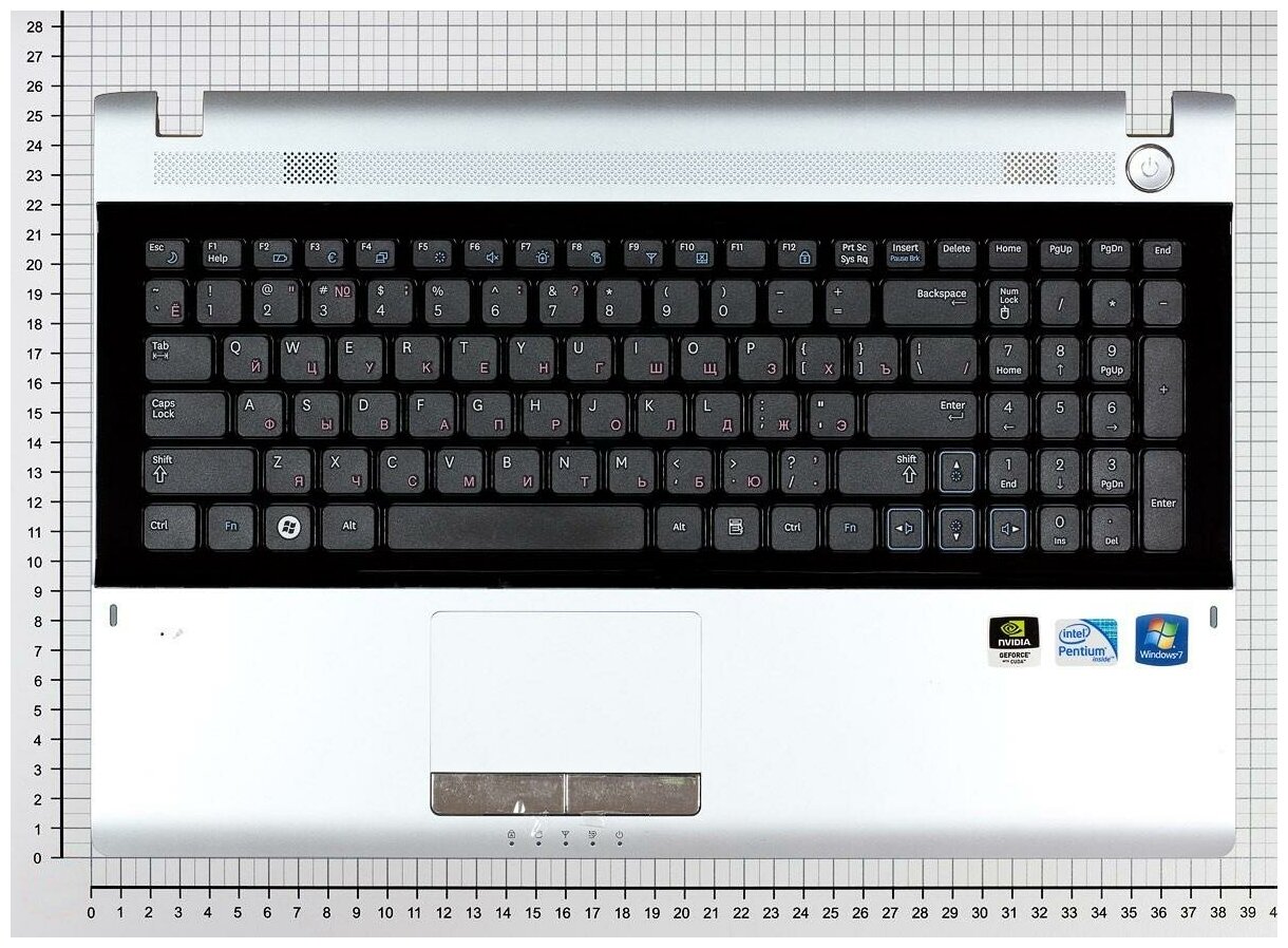 Клавиатура для ноутбука Samsumg RC508 черная с серебристым топкейсом