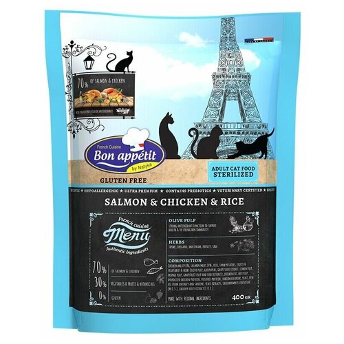 Bon appetit Сухой корм Bon Appetit Cat Sterilized для стерилизованных кошек, лосось/курица/рис, 400 г