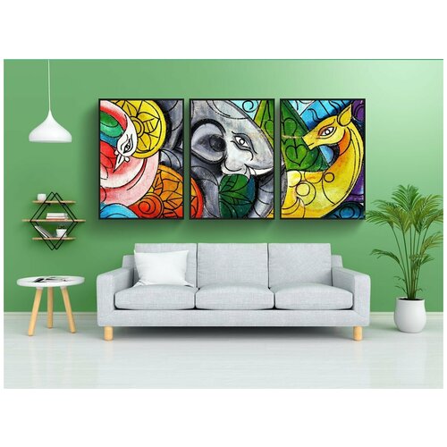 фото Набор модулных постеров для интерьера "граффити, кусок, спрей" 60x90 см. в тубусе, без рамки lotsprints