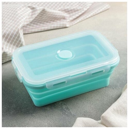 Ланч-бокс складной контейнер для пищи 800 мл бирюзовый 482₽