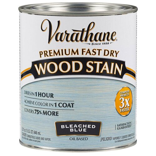 Масло для дерева и мебели Varathane Fast Dry Wood Stain быстросохнущее тонирующее масла, морилка, пропитка для дерева, Выбеленный голубой, 0.946 л морилка масло для дерева и мебели varathane wood stain быстросохнущее тонирующее масла пропитка для дерева золотой махагон 0 946 л