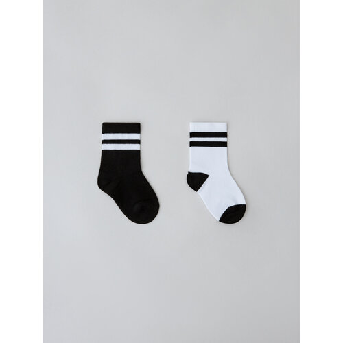 Носки Sela 2 пары, размер 23/25, черный, белый носки sela 3 пары размер 23 25 хаки