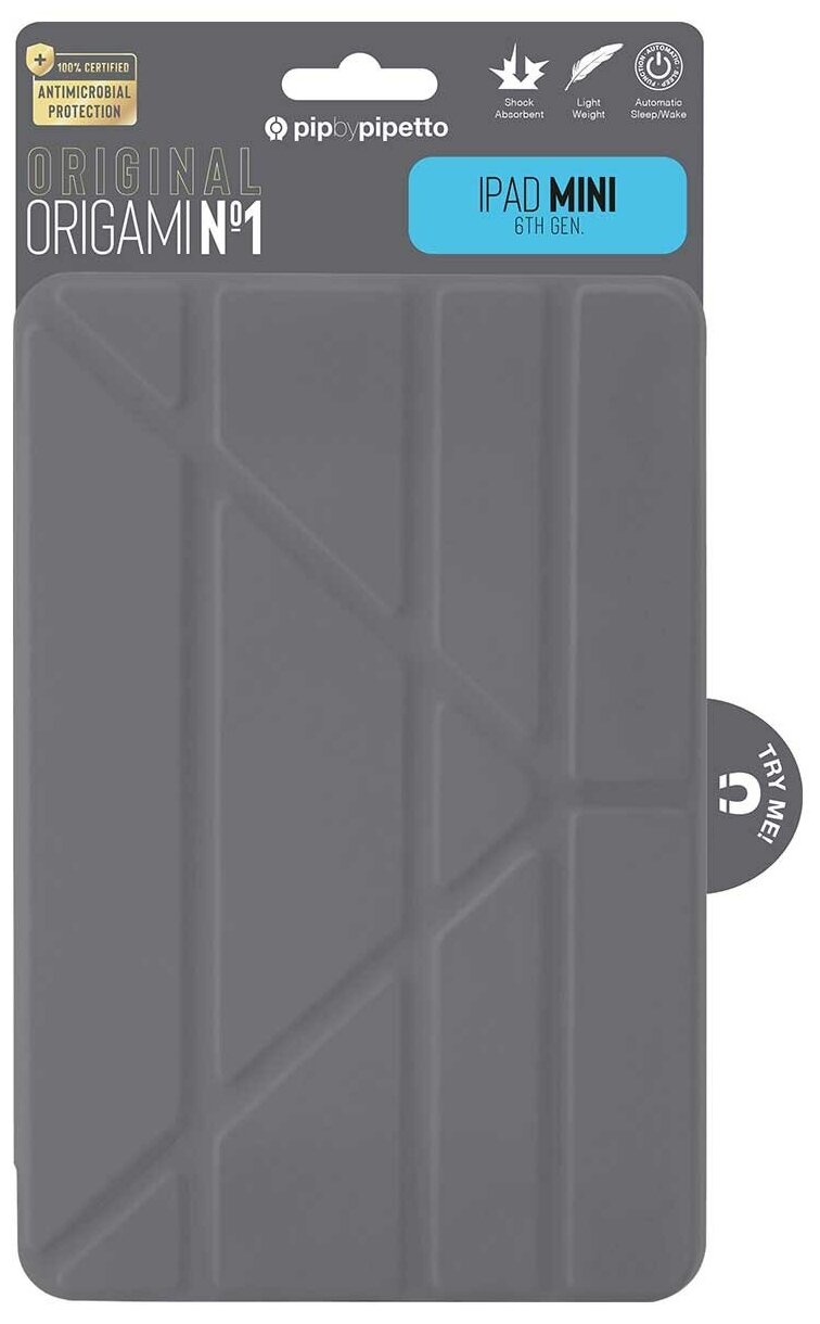 Чеxол-обложка Pipetto для iPad Mini 6 Origami No1 серый (P055-50-S)