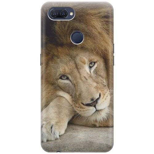 фото Ультратонкий силиконовый чехол-накладка для oppo a12 / a7 / a5s с принтом "спокойный лев" gosso