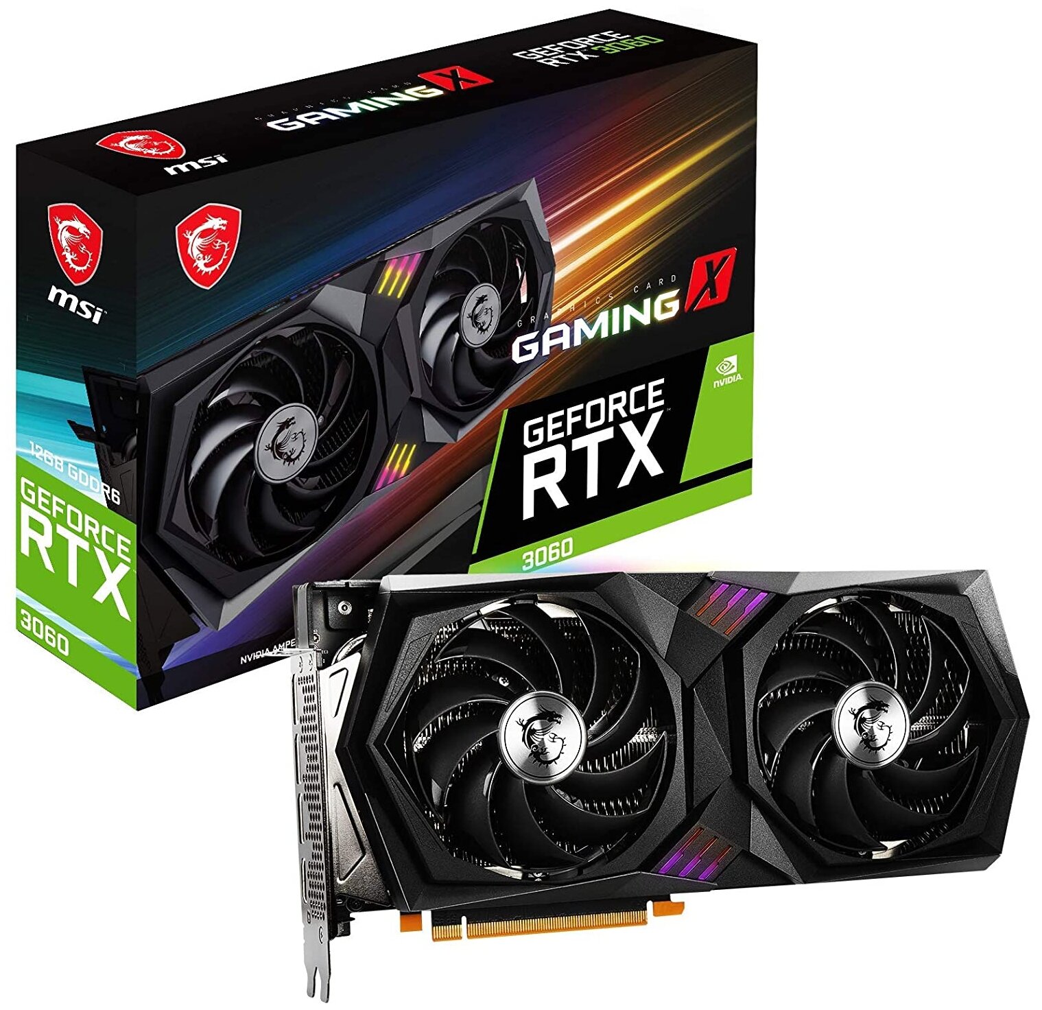 Видеокарта MSI nVidia GeForce RTX 3060 GAMING X LHR PCI-E 12288Mb GDDR6 192 Bit Retail (RTX 3060 GAMING X 12G)