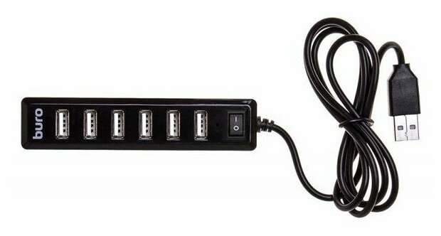 Концентратор USB 2.0 BURO BU-HUB7-1.0-U2.0 7 x USB 2.0 черный - фото №1