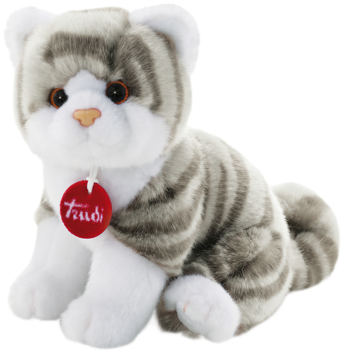 Мягкая игрушка Trudi Котёнок Брэд тигрово-серый, 24 см, серый